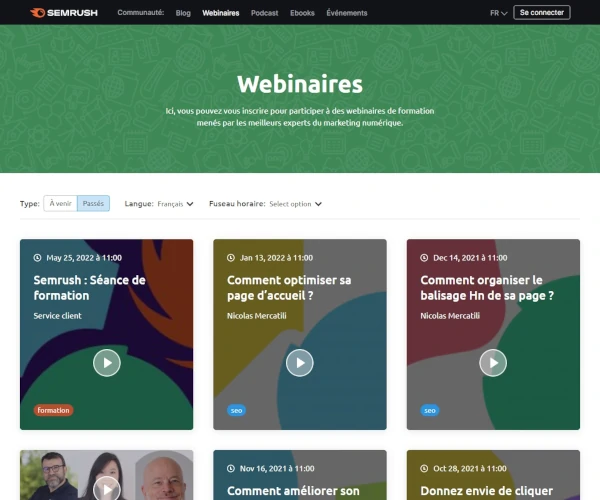 Webinaires Semrush