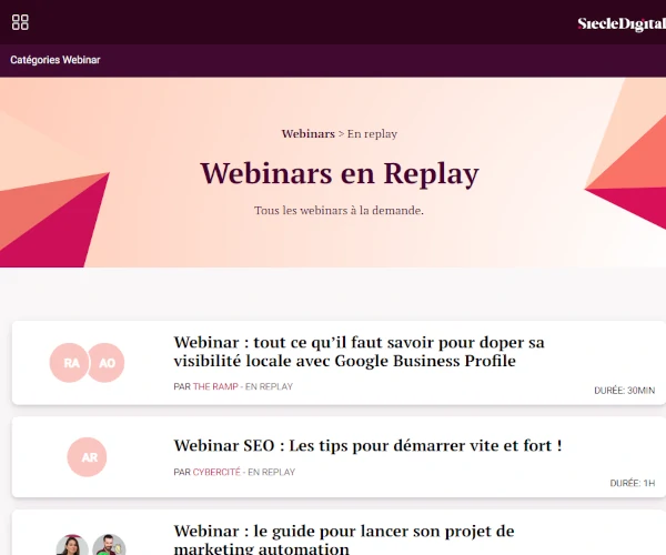 Webinaires Siècle Digital