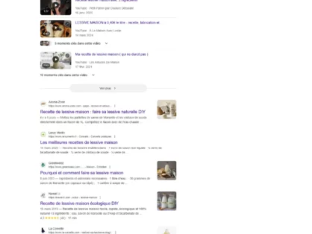 Exemple d'intention de recherche informationnelle : lessive maison