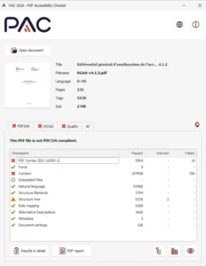 Interface du logiciel PAC